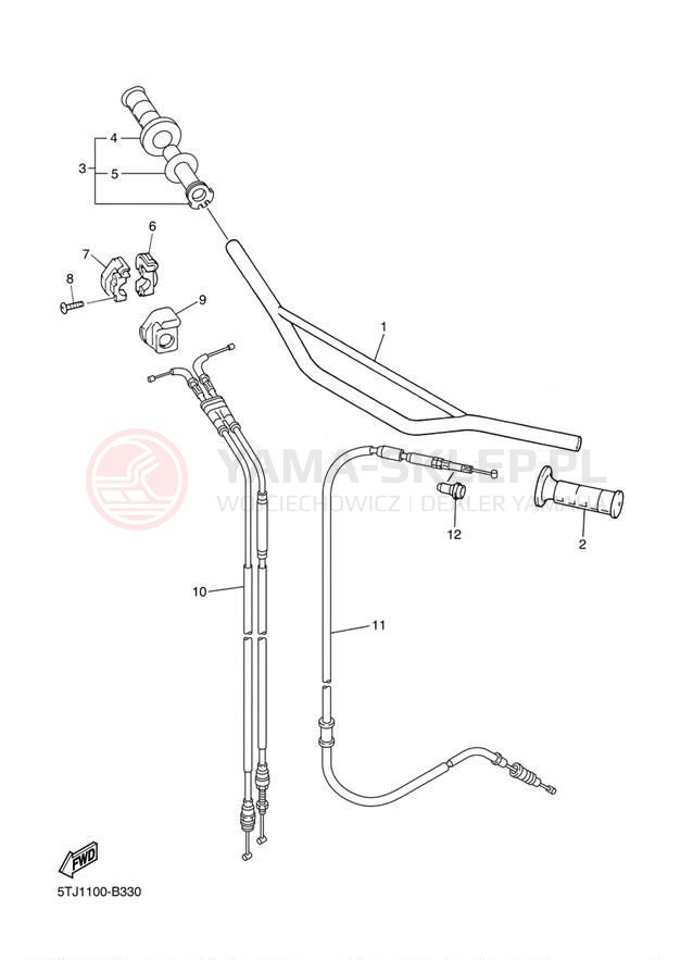 Schemat "Kierownica i osprzęt" do Yamaha WR450F WR450FS