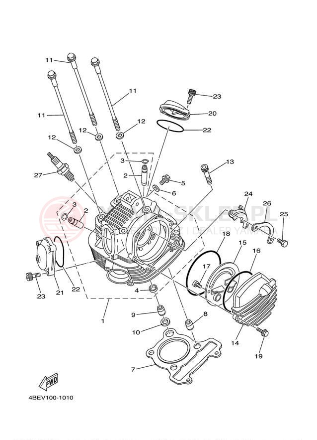 Schemat "głowica" do Yamaha XT225 XT225RC/XT225R