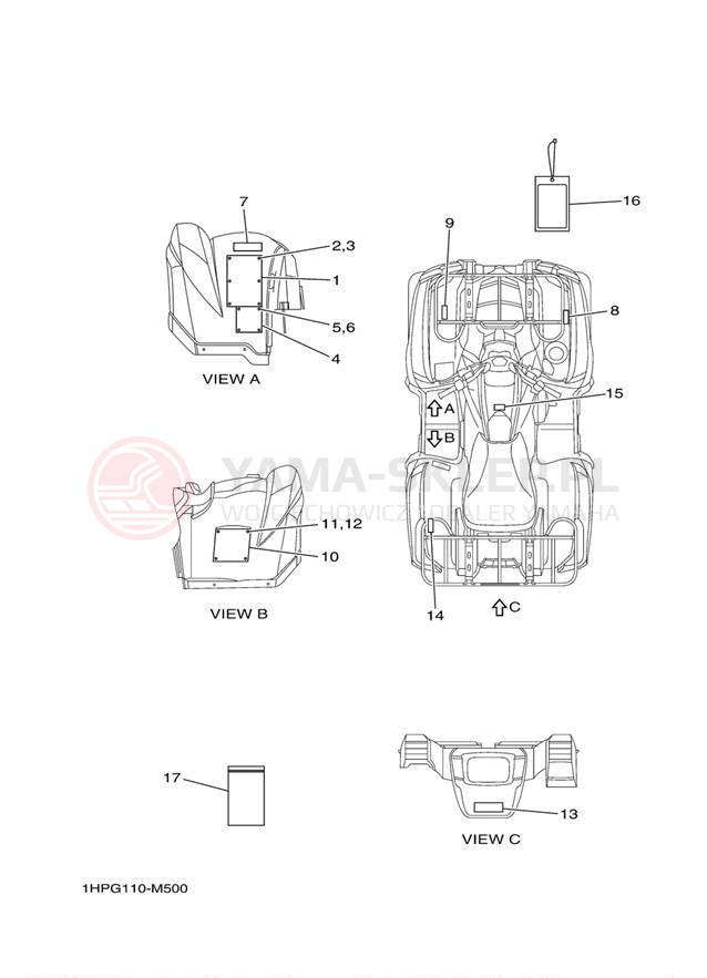 Schemat "naklejki" do Yamaha YFM700DEL/YFM700DEG
