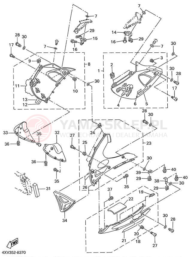 Schemat "elementy nadwozia" do Yamaha YZFR1 YZFR1KC/YZFR1K
