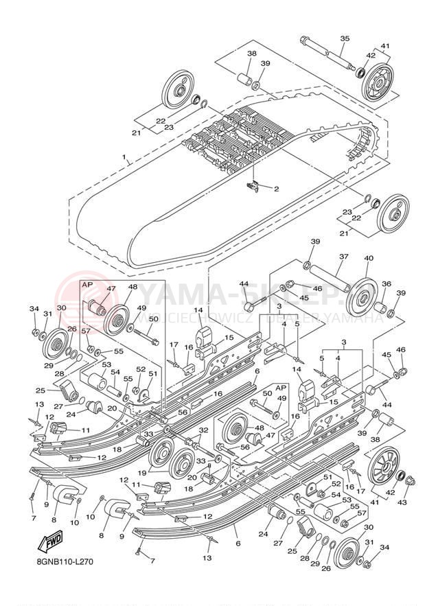 Schemat "Zawieszenie gąsiennicy" do Yamaha PHAZER RTX PZ50RTBW