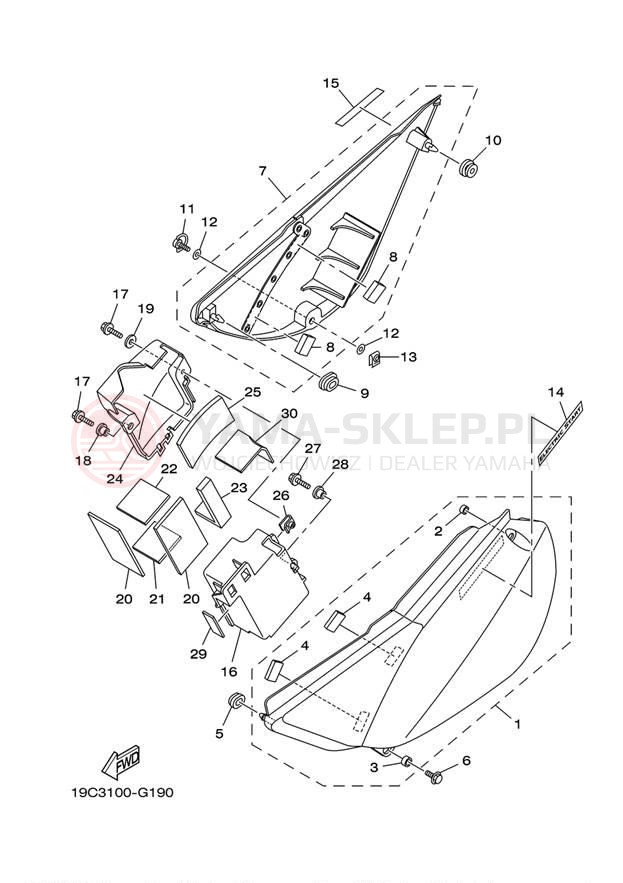 Schemat "Pokrywa boczna" do Yamaha TTR125LE TTR125LEX/TTR125EX