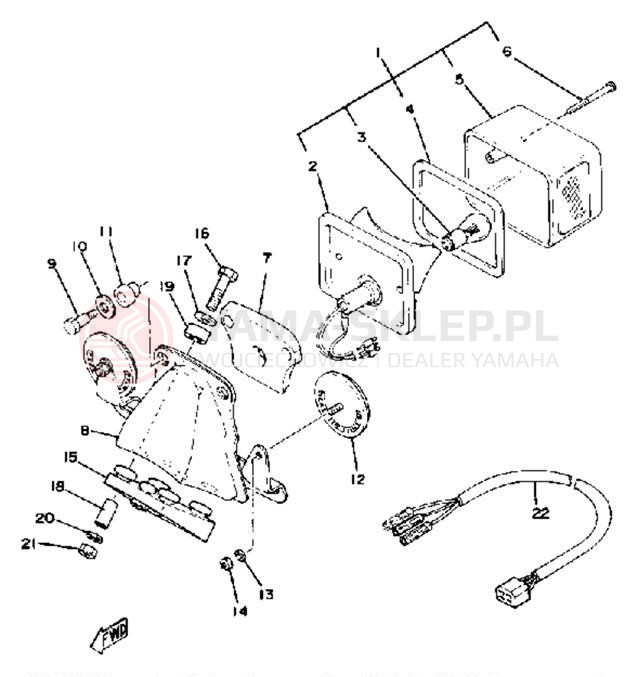 Schemat "Oświetlenie tył" do Yamaha XS750SF