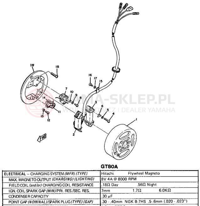 Schemat "Układ zapłonowy" do Yamaha GTMX/GT1