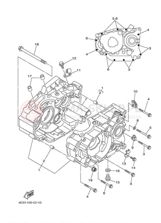 Schemat "Obudowa silnika" do Yamaha RAPTOR 250 YFM25RZW