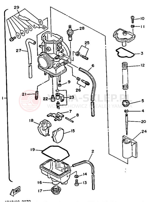 Schemat "Gaźnik" do Yamaha YZ250 YZ250B1