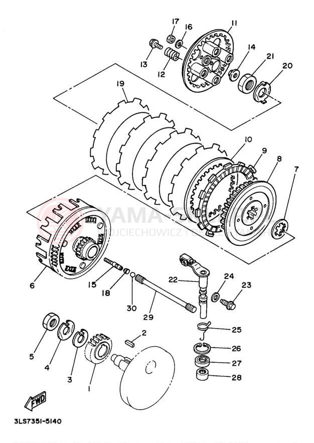 Schemat "sprzęgło" do Yamaha VIRAGO 250 XV250N/XV250NC
