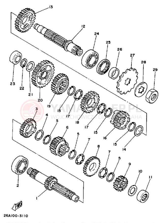 Schemat "Skrzynia biegów " do Yamaha IT490L