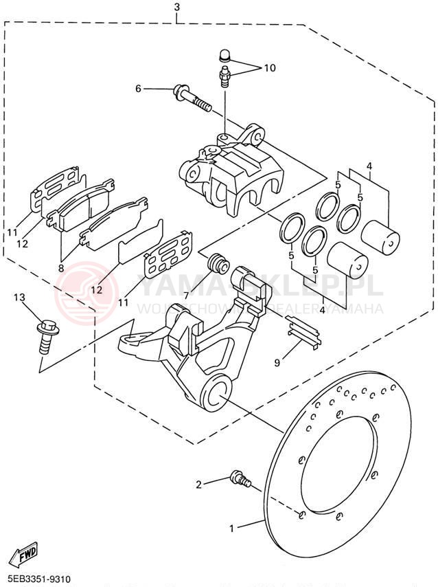Schemat "Zacisk hamulcowy tylny" do Yamaha YZFR6 YZFR6NC/YZFR6N