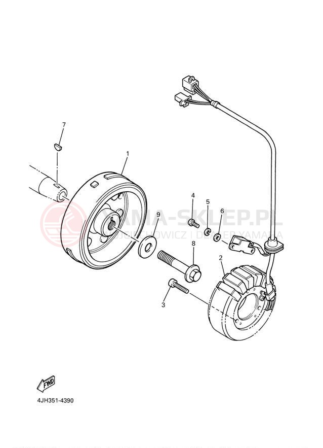 Schemat "prądnica" do Yamaha YZF600R YZF600RM/YZF600RMC