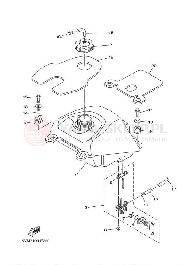 Schemat "zbiornik paliwa" do Yamaha BLASTER SE YFS200SEV