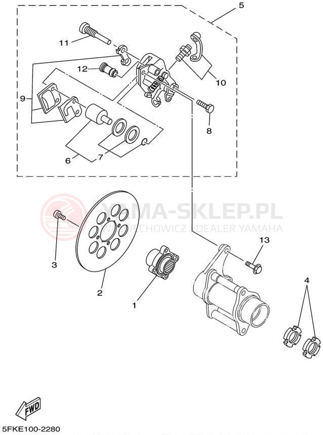 Schemat "Zacisk hamulcowy tylny" do Yamaha BANSHEE YFZ350P