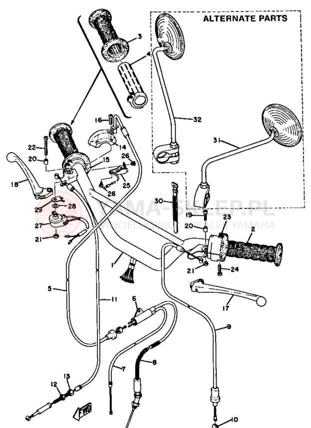 Schemat "Kierownica i osprzęt" do Yamaha GTMX/GT1