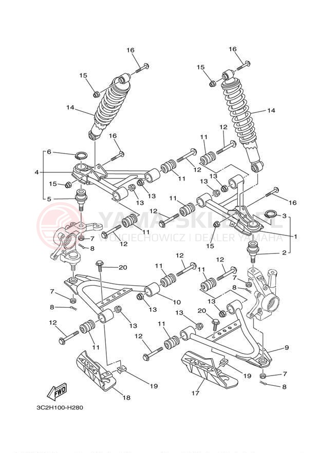 Schemat "Koło przód" do Yamaha WOLVERINE 450 4WD YFM45FXYL