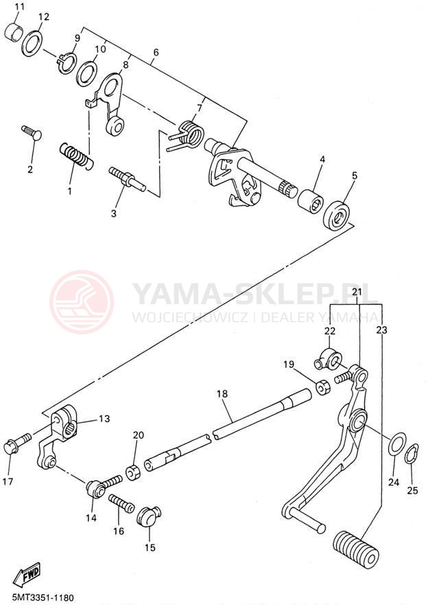 Schemat "Dźwignia zmiany biegów, wałek" do Yamaha YZFR6 YZFR6NC/YZFR6N