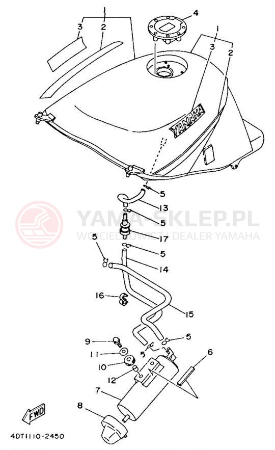 Schemat "zbiornik paliwa" do Yamaha TDM850 TDM850E/TDM850EC
