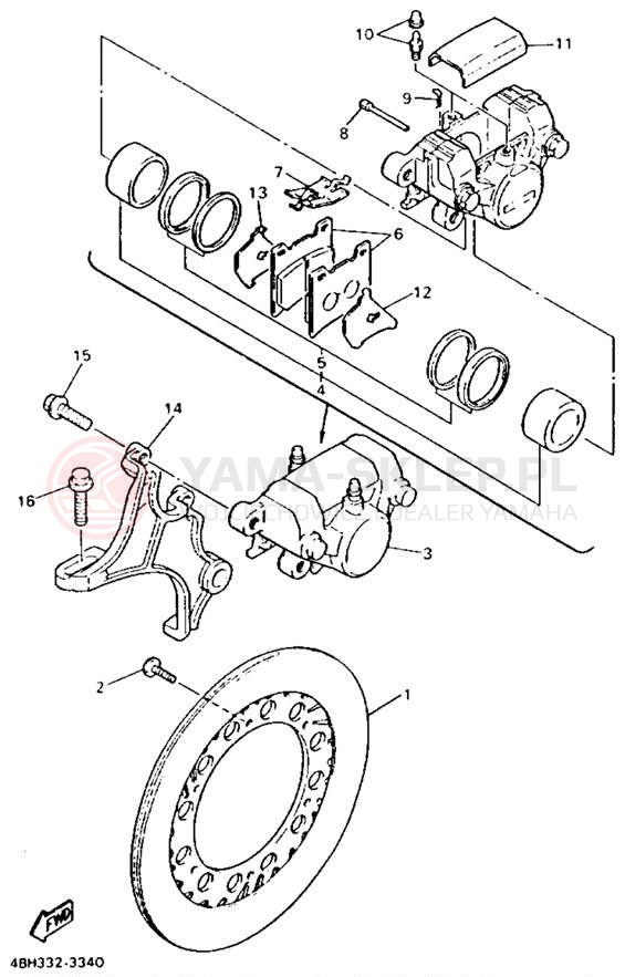 Schemat "Zacisk hamulcowy tylny" do Yamaha GTS1000AE/GTS1000AEC