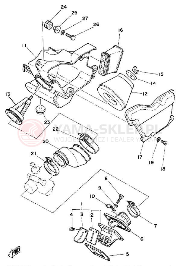 Schemat "Filtr powietrza" do Yamaha DT175G