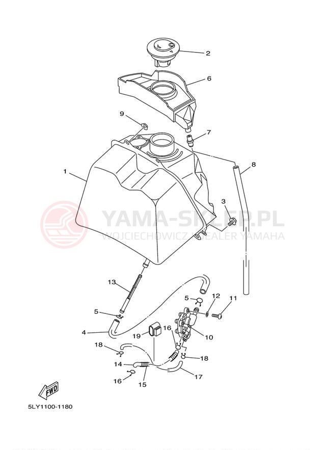 Schemat "zbiornik paliwa" do Yamaha VINO YJ50RS