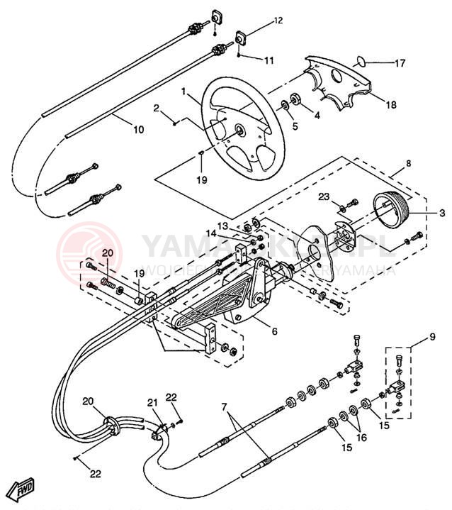 Schemat "Kierownica i osprzęt" do Yamaha EXCITER 270 EXT1200X