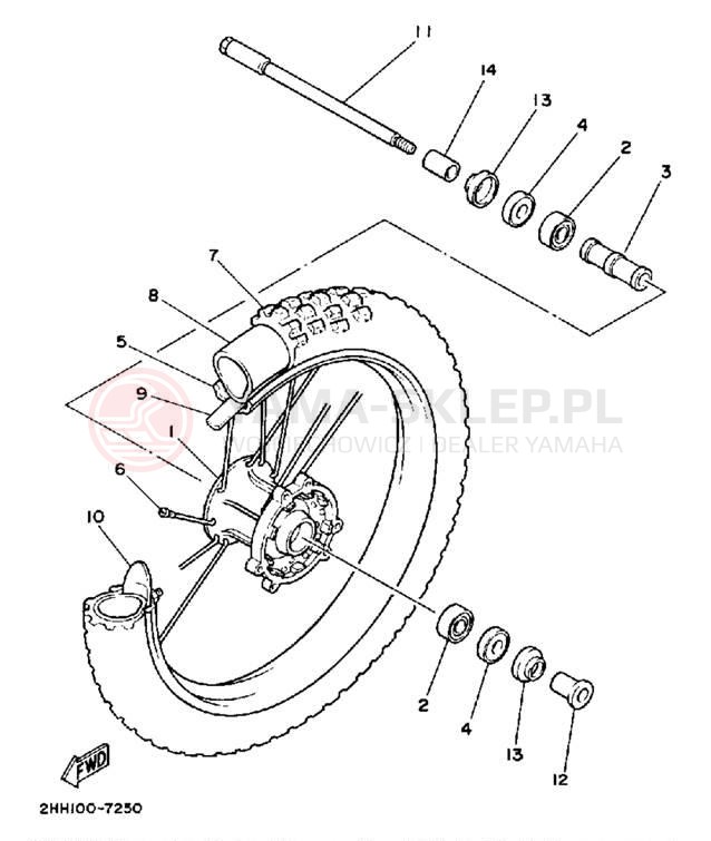 Schemat "Koło przód" do Yamaha YZ250A