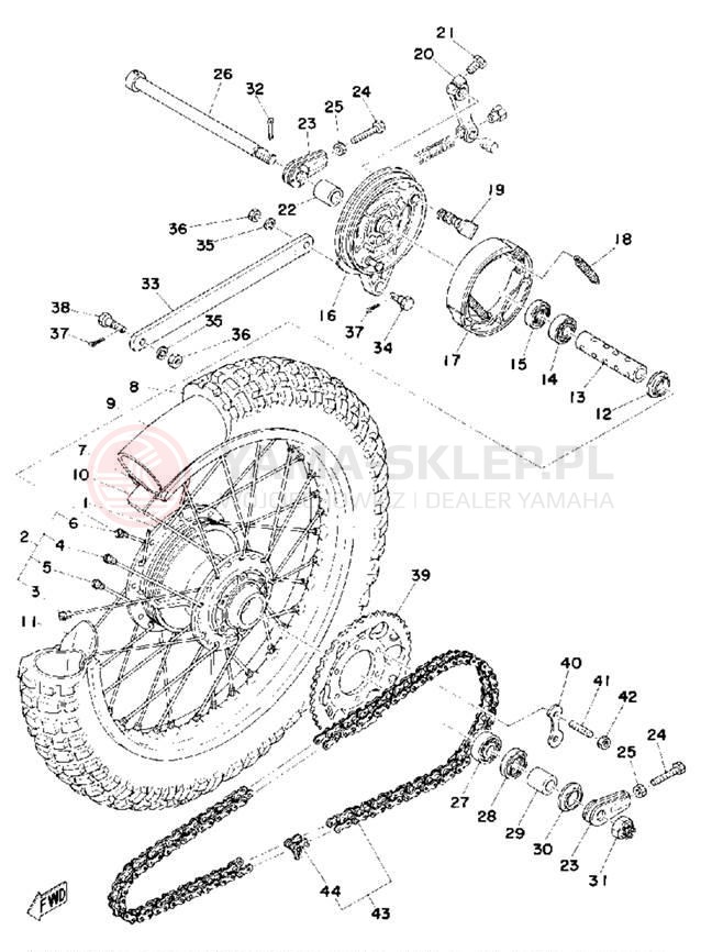 Schemat "Koło tył" do Yamaha MX125C