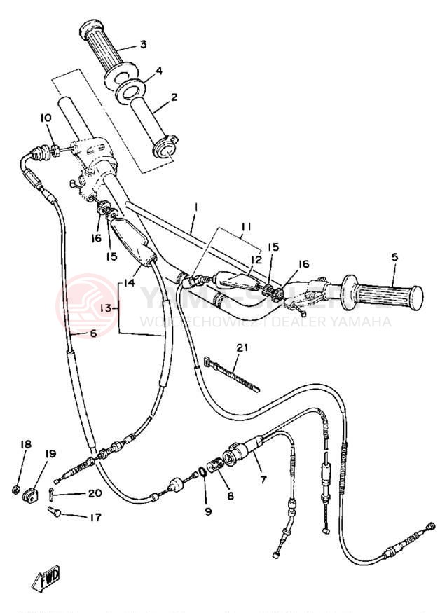 Schemat "Kierownica i osprzęt" do Yamaha MX175H