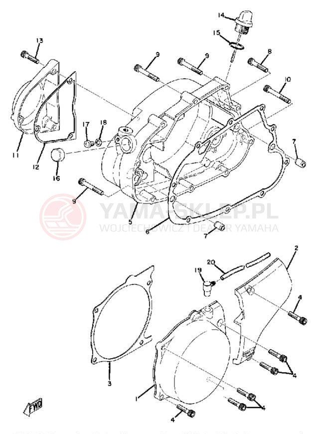 Schemat "Pokrywa silnika" do Yamaha MX175B