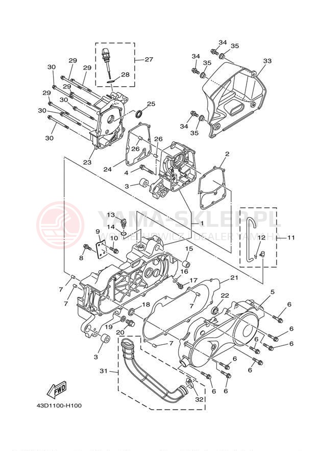 Schemat "Obudowa silnika" do Yamaha RAPTOR 90 YFM90RDW/YFM90RDL