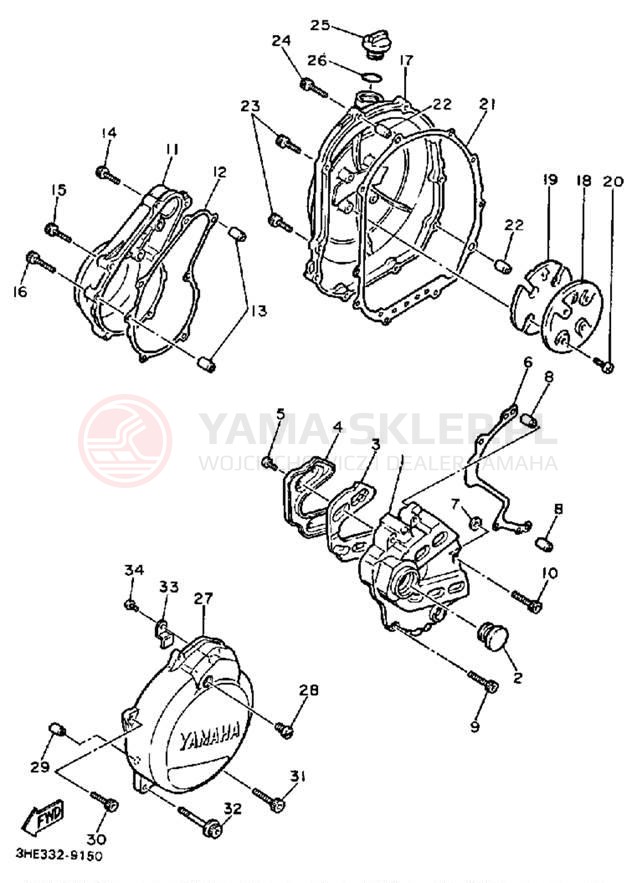 Schemat "Pokrywa silnika" do Yamaha FZR600AC