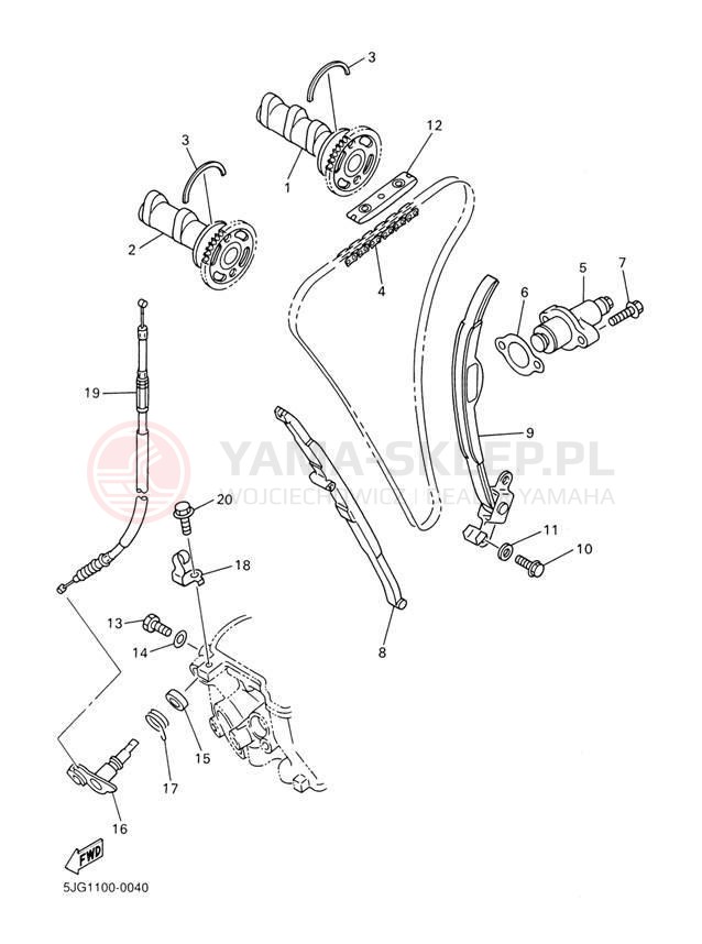 Schemat "Rozrząd - łańcuszek" do Yamaha YZ426F YZ426FP