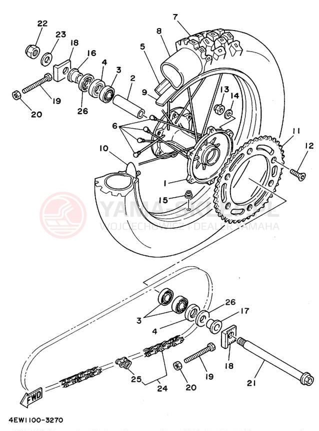 Schemat "Koło tył" do Yamaha YZ125 YZ125G1