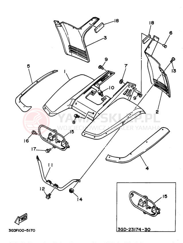 Schemat "Przedni błotnik" do Yamaha WARRIOR YFM350XKC/YFM350XK