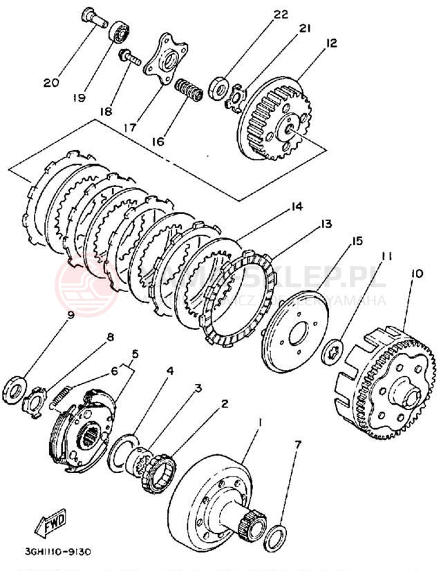 Schemat "sprzęgło" do Yamaha MOTO-4 YFM250B
