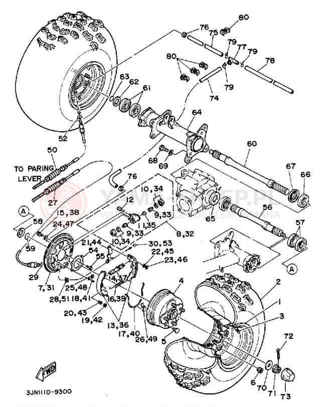 Schemat "Koło tył" do Yamaha PRO-4 PRO HAULER YFU1W