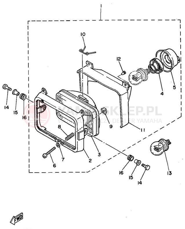 Schemat "Lampa przód" do Yamaha XT350F/XT350FC