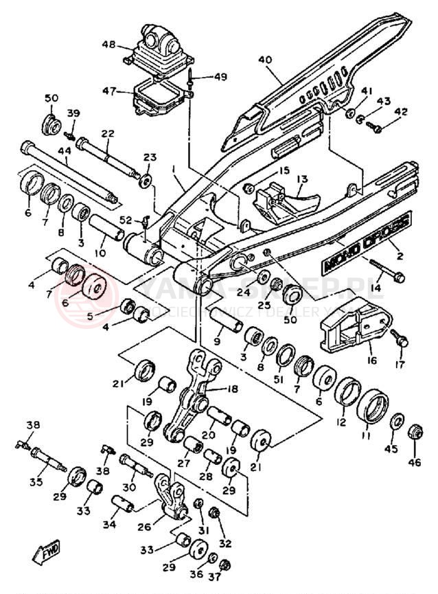 Schemat "wahacz" do Yamaha XT600NC/XT600N