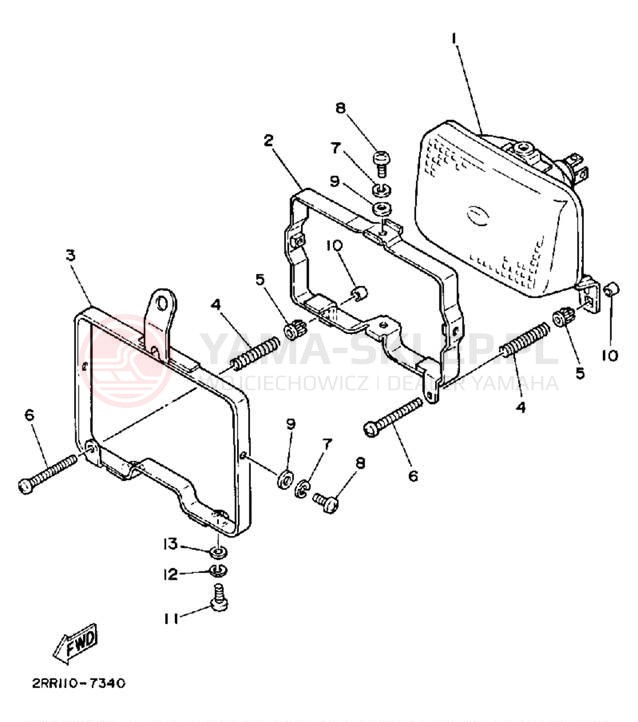 Schemat "Lampa przód" do Yamaha YSR50T