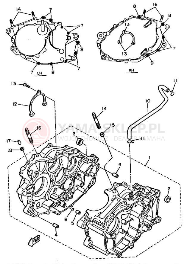 Schemat "Obudowa silnika" do Yamaha XT600L/XT600LC