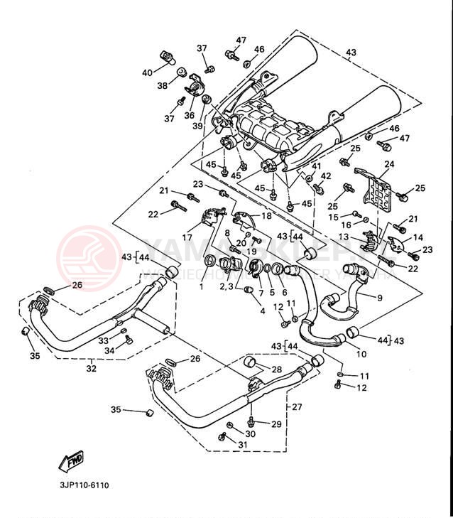 Schemat "Wydech końcowy" do Yamaha V-MAX 1200 VMX12JC/VMX12J