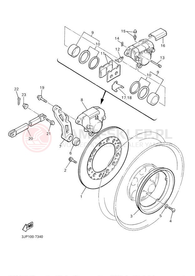Schemat "Hamulce tył" do Yamaha V-MAX VMX12R/VMX12RC