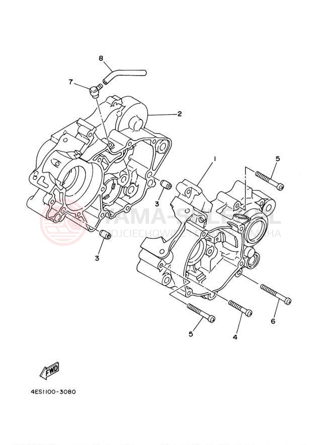 Schemat "Obudowa silnika" do Yamaha YZ80 YZ80N1