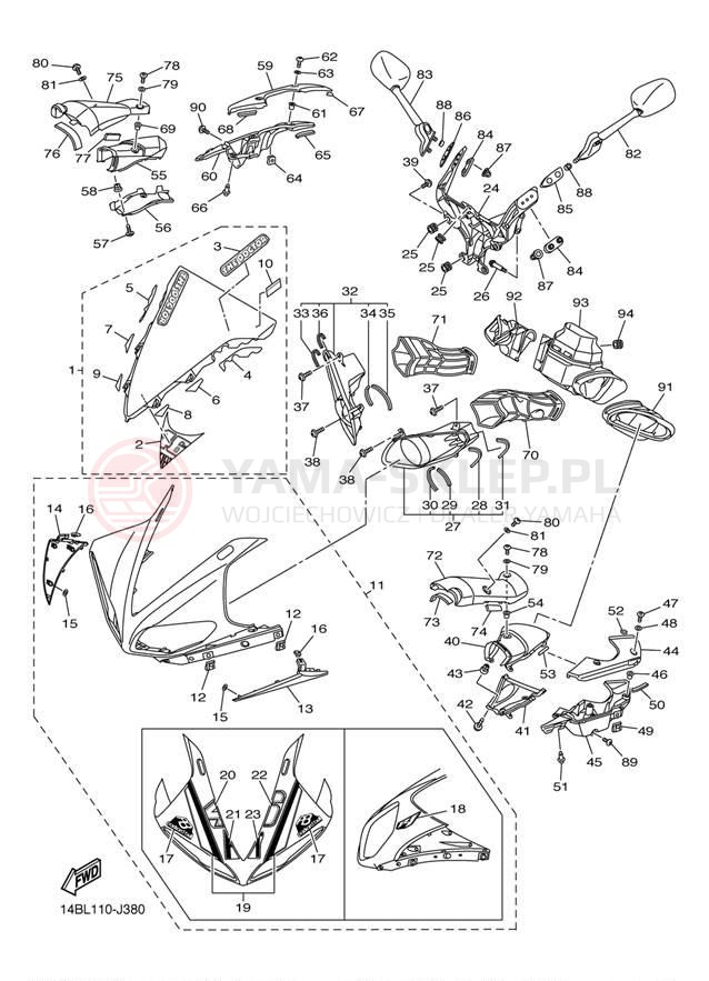 Schemat "elementy nadwozia" do Yamaha YZFR1 LE YZFR1LEZ/YZFR1LEZC