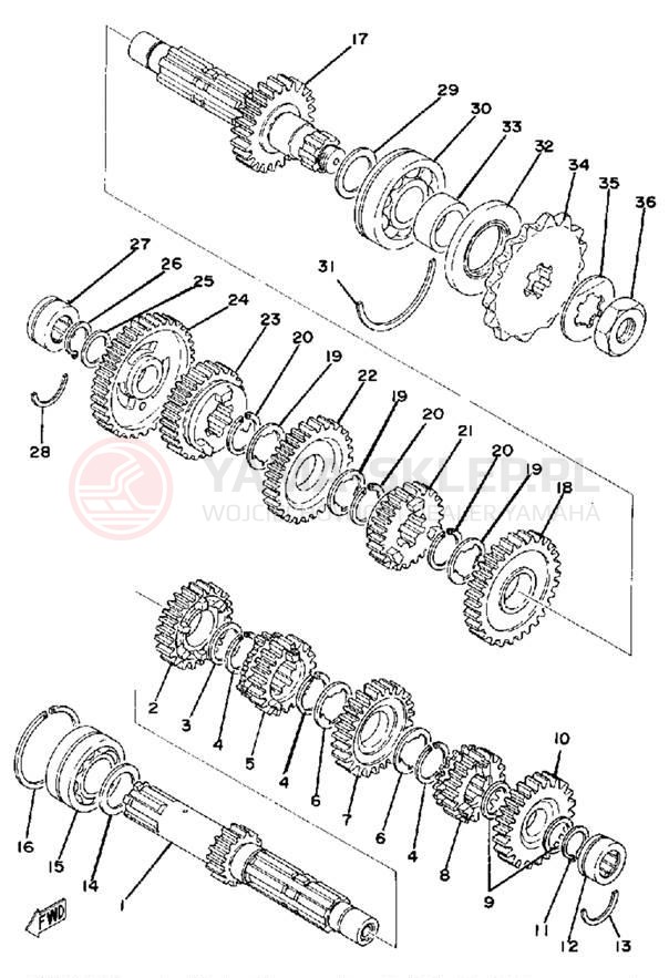 Schemat "Skrzynia biegów " do Yamaha XS360_2D