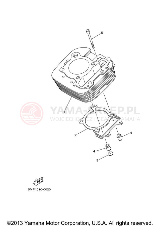 Schemat "cylinder" do Yamaha XT225 XT225V/XT225VC