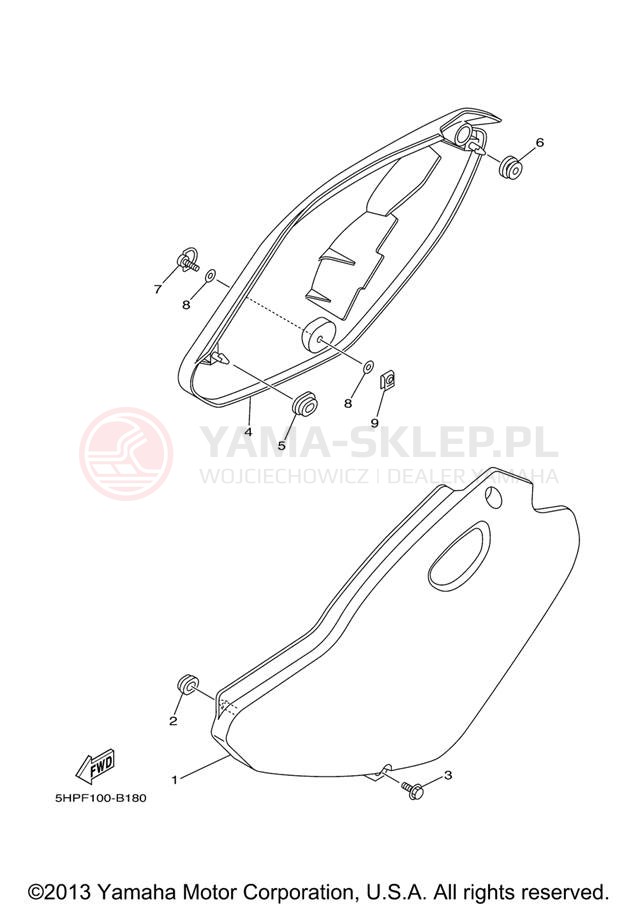 Schemat "Pokrywa boczna" do Yamaha TT-R125L TTR125LV
