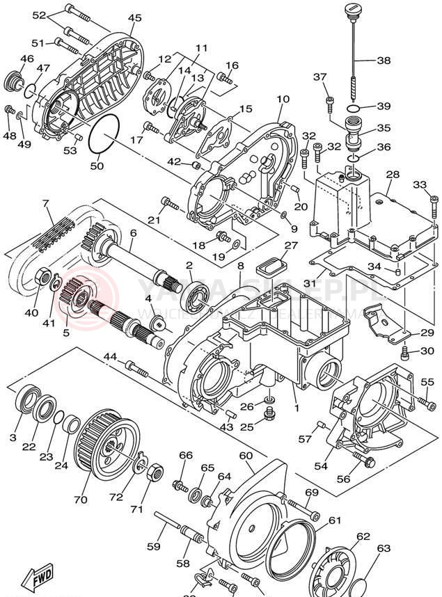 Schemat "Przeniesienie napędu" do Yamaha ROAD STAR XV1600AP/XV1600APC