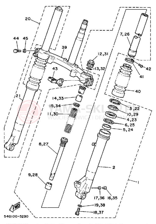 Schemat "Amortyzatory przód" do Yamaha BIG WHEEL ELEC START BW200ES