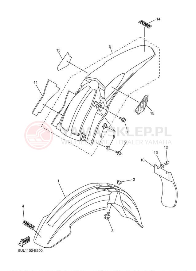 Schemat "błotnik" do Yamaha YZ250F YZ250FR