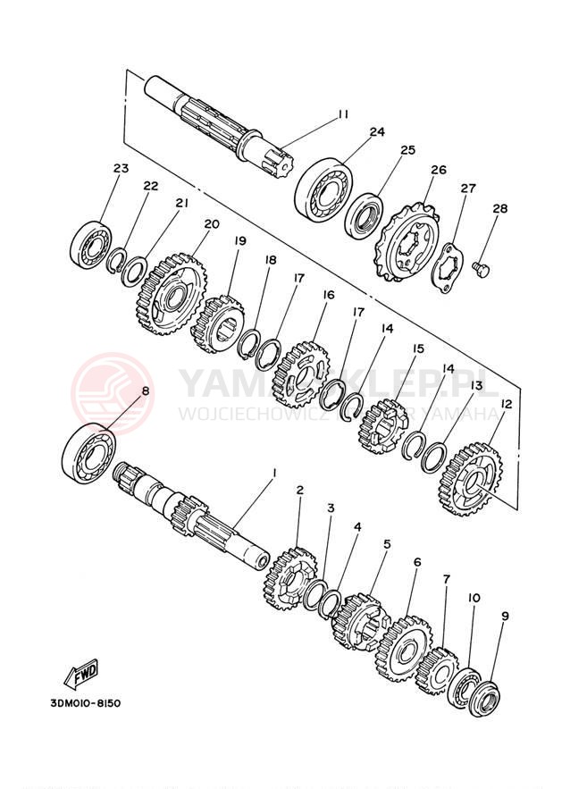 Schemat "Skrzynia biegów " do Yamaha VIRAGO 250 XV250SC/XV250S